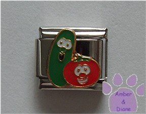 Larry and Bob of Veggie Tales Italian Charm cucumber and tomato