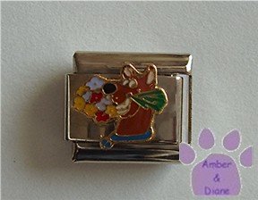 Scooby Doo with Bouquet of Flowers Italian Charm Hanna-Barbera