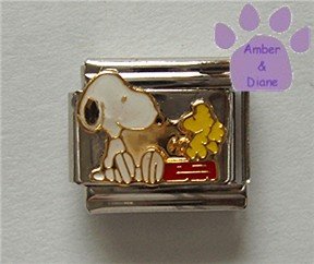 Snoopy and Woodstock Italian Charm of the Peanuts gang
