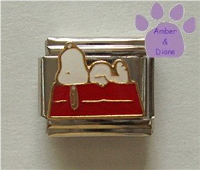Snoopy Italian Charm Laying on the Roof of his Dog House