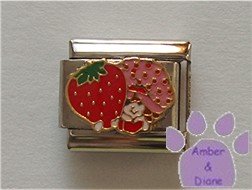Strawberry Shortcake Italian Charm holding a HUGE strawberry