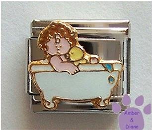 Bath Time for Baby Italian Charm Very Cute Baby in Tub