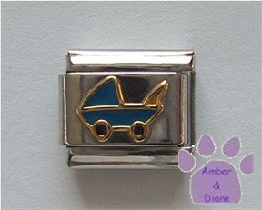 Blue Baby Carriage Italian Charm