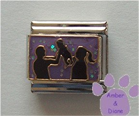 Daddy Mommy and Baby in Silhouette Italian Charm on glitter