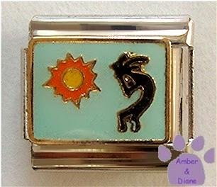 Kokopelli Italian Charm Symbol of Fertility on pale blue