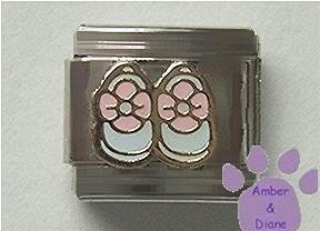 Pink and White Baby Shoes Italian Charm