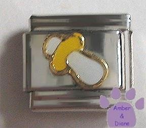 White and Yellow Baby Soother Italian Charm Pacifier
