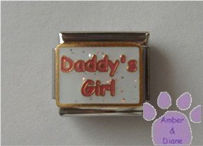 Daddy's Girl Italian Charm red on white glitter