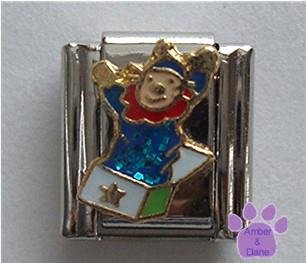 Jack in the Box Italian Charm Child's Toy in Blue Glitter
