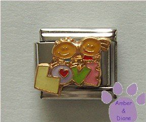 LOVE Children Italian Charm with little boy & girl holding hands