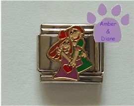 Sisters Hugging or Best Friends Italian Charm with red hearts