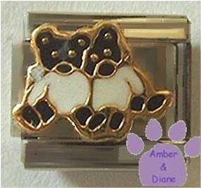 Two Adorable Hugging Teddy Bears Enamel Italian Charm