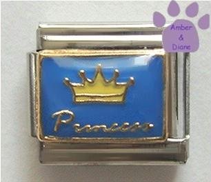 Yellow Crown Princess on Blue Background Italian Charm