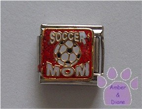 SOCCER MOM Italian Charm on red glitter