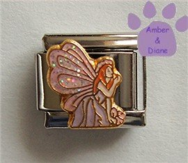 Gorgeous Fairy with Pink Glitter Wings Italian Charm