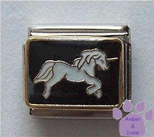 Gorgeous White Unicorn Italian Charm on Black background