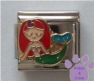 Sweetest Mermaid Italian Charm with Green Glitter Body