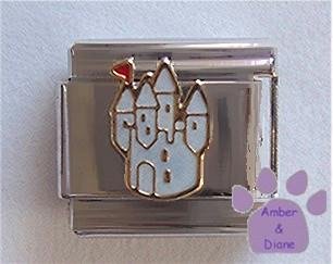White Princess Castle Italian Charm with Four Turrets