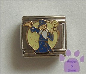 Wizard with his glowing Magic Wand Italian Charm yellow glitter