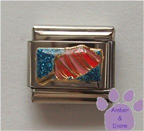 Candy Floss Italian Charm on Blue Glitter Background