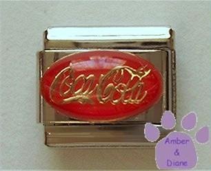 Coca Cola in Gold letters on Red Enamel Italian Charm