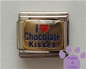 I love (red heart) Chocolate Kisses Italian Charm
