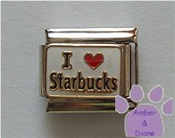I love Starbucks Italian Charm red heart on white background