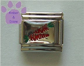 Two Carrots Italian Charm on a silver tone background