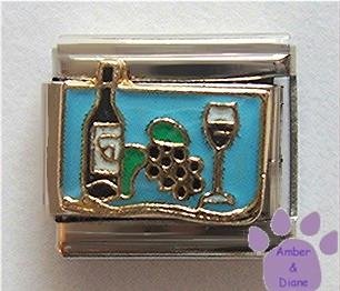 Wine Bottle, Grapes, and Wine Glass Italian Charm for Winemaking