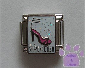 SHOE FETISH Italian Charm on white glitter