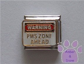 WARNING PMS ZONE AHEAD Italian Charm Warning Sign