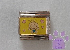 Baby Love Italian Charm baby surrounded by hearts