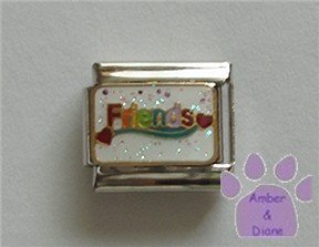 Colorful Friends Italian Charm with red hearts