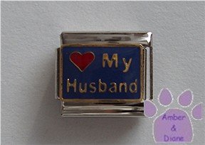 Love (red heart) My Husband Italian Charm on blue
