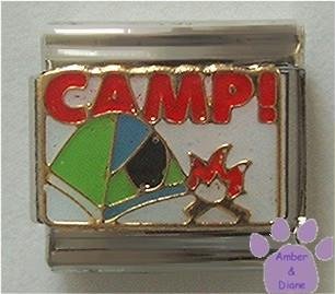 CAMP Camping Scene Italian Charm with Camp Fire and Tent