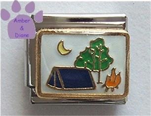 Camping Out Under the Moon Italian Charm with Campfire