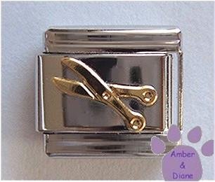 Goldtone Scissors Italian Charm for Hairdresser, Scrapbooker or Seamstress