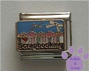 I love (red heart) Scrapbooking Italian Charm with Supplies