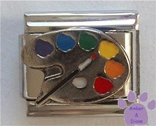 Paint on Silvertone Palette Italian Charm for Artist