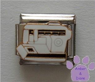 White Sewing Machine Italian Charm for Seamstress or Dressmaker