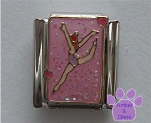 Dancer Italian Charm Lavender Leotard on Pink Glitter Back
