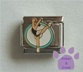 Dancer Italian Charm Posed on a blue and white disc