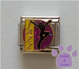 JAZZ Dancer Italian Charm Silhouette on Purple Glitter