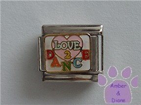 LOVE 2 DANCE Italian Charm on a pink heart