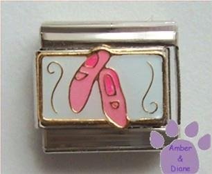Pink Ballet Dance Slippers Italian Charm - Dancer, Dancing