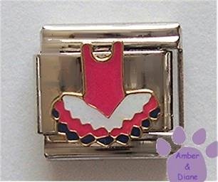 Pink Blue and White Dancing Tutu Italian Charm for Ballet Dancer