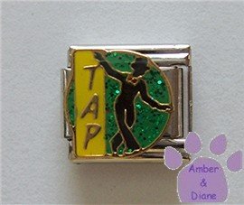 TAP Dancer Italian Charm Silhouette on Green Glitter