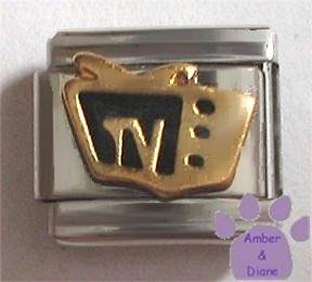 Television Italian Charm gold tone TV black screen