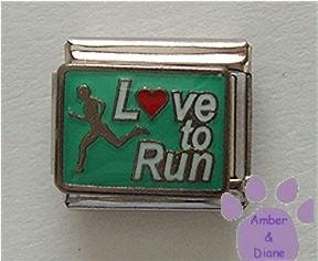 Love to Run Italian Charm with Runner -L(red heart)ve