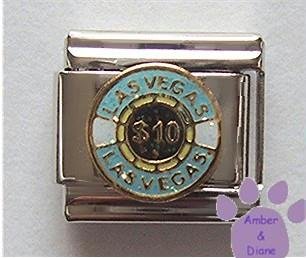 Ten Dollar Vegas Gambling Chip Italian Charm